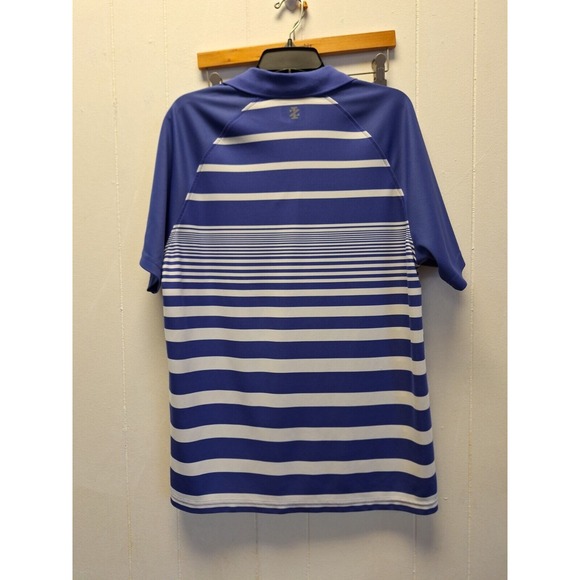 Mens Izod Golf Short Sleeve‎ Blue Striped Polo Shirt Size Medium MD M - Picture 6 of 9